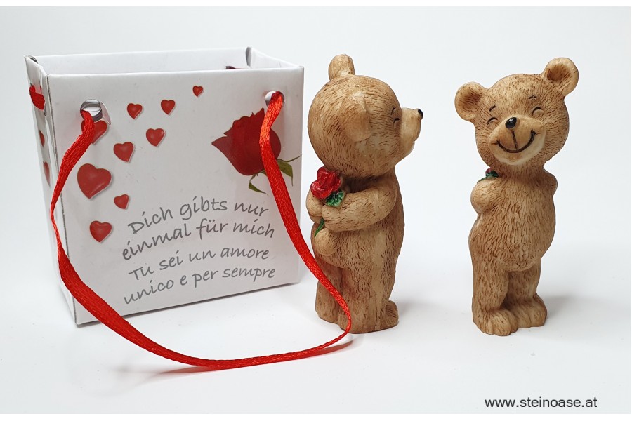 Teddy mit Rose in Geschenktüte